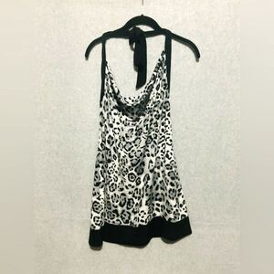 i2 Byer California Leopard Print Halter Top Cowl Neck Y2K Gray Black Party XL